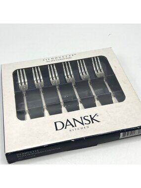 Dansk Silhouette Cocktail Seafood Forks Set of 6 Stainless Steel